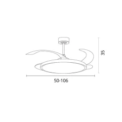 Ventilador de techo Slim Bel Air 72W 4 aspas retráctiles mando a distancia blanco Ø108 cm
