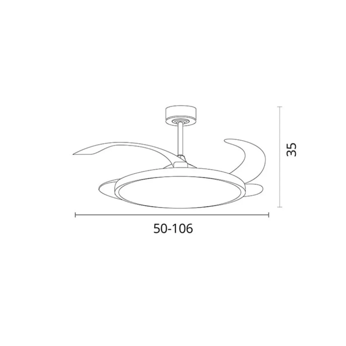 Ventilador de techo Slim Bel Air 72W 4 aspas retráctiles mando a distancia blanco Ø108 cm