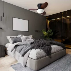 Ventilador de techo Tauro Mini Bel Air 48W 3 aspas con luz LED negro/cerezo Ø70 cm