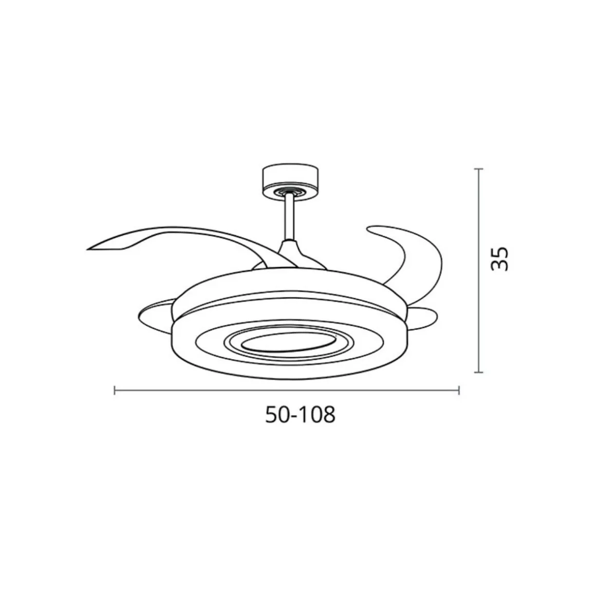 Ventilador de techo Tebe Bel Air 4 aspas retráctiles + mando a distancia blanco Ø108 cm