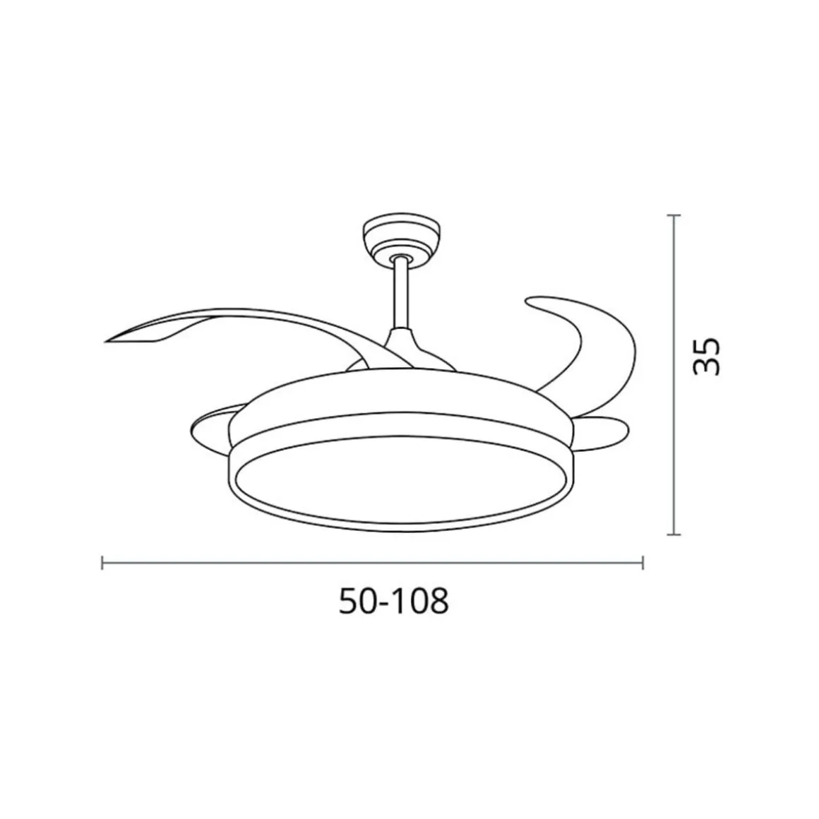 Ventilador de techo Toronto Bel Air 72W 4 aspas retráctiles mando a distancia blanco Ø108 cm