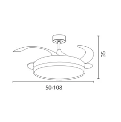 Ventilador de techo Troya Bel Air 72W 4 aspas retráctiles con luz LED blanco Ø108 cm