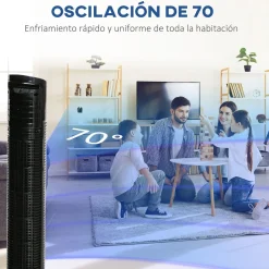 Ventilador de torre Borgoña Homcom 3 modos + 3 velocidades negro 78,5 cm