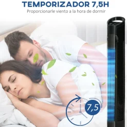 Ventilador de torre Borgoña Homcom 3 modos + 3 velocidades negro 78,5 cm