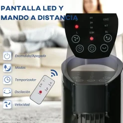 Ventilador de torre Borgoña Homcom 3 modos + 3 velocidades negro 78,5 cm