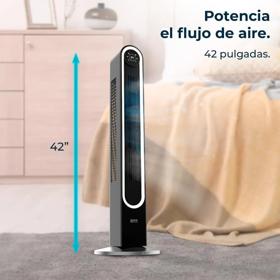 Ventilador de torre Cecotec EnergySilence 9090 Skyline Smart Light 60W mando a distancia negro 106 cm