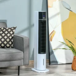Ventilador de torre Homcom con mando 60W 3 velocidades 3 modos temporizador blanco/negro 105x33x26 cm