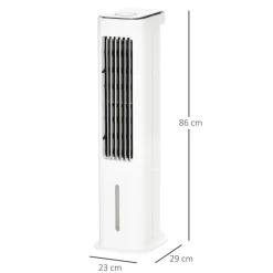 Ventilador de torre Homcom 75W refrigeración por hielo blanco 86x23x29 cm