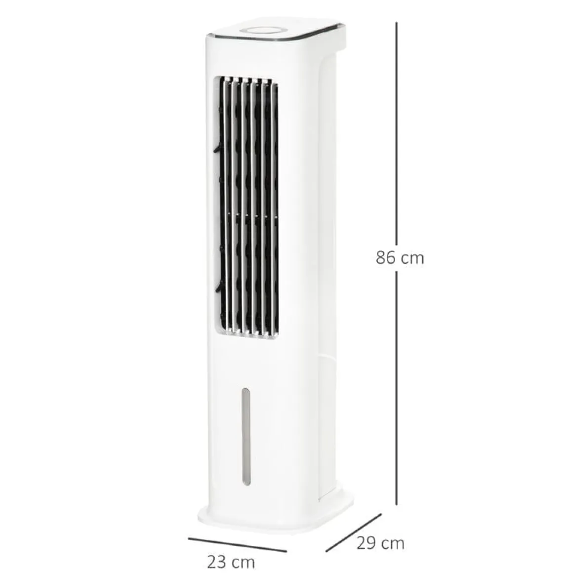 Ventilador de torre Homcom 75W refrigeración por hielo blanco 86x23x29 cm