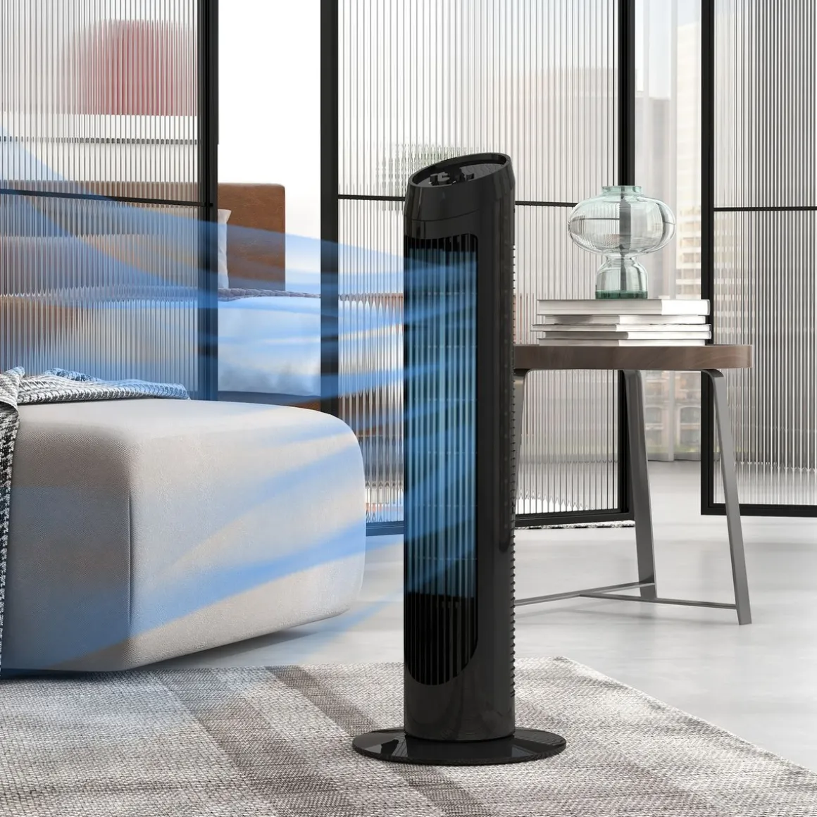 Ventilador de torre Homcom 45W 3 velocidades oscilante 75 cm