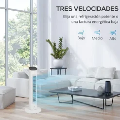 Ventilador de torre Homcom 50W con mando a distancia 3 velocidades blanco 78 cm