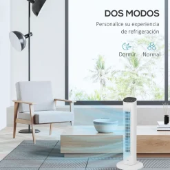 Ventilador de torre Homcom 50W con mando a distancia 3 velocidades blanco 78 cm