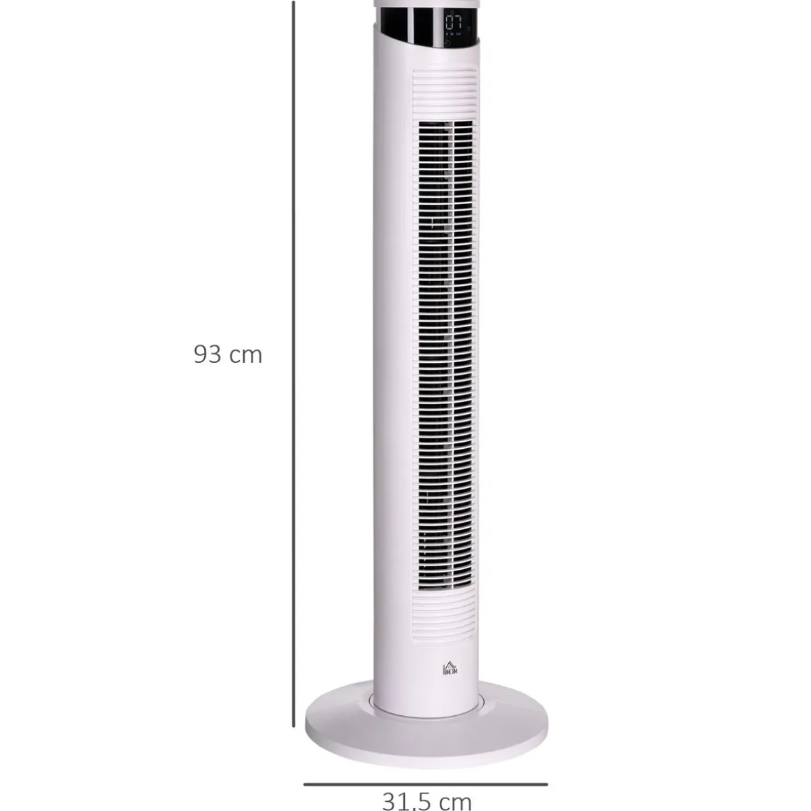 Ventilador de torre Homcom 45W oscilante con mando a distancia blanco Ø31,5x93 cm