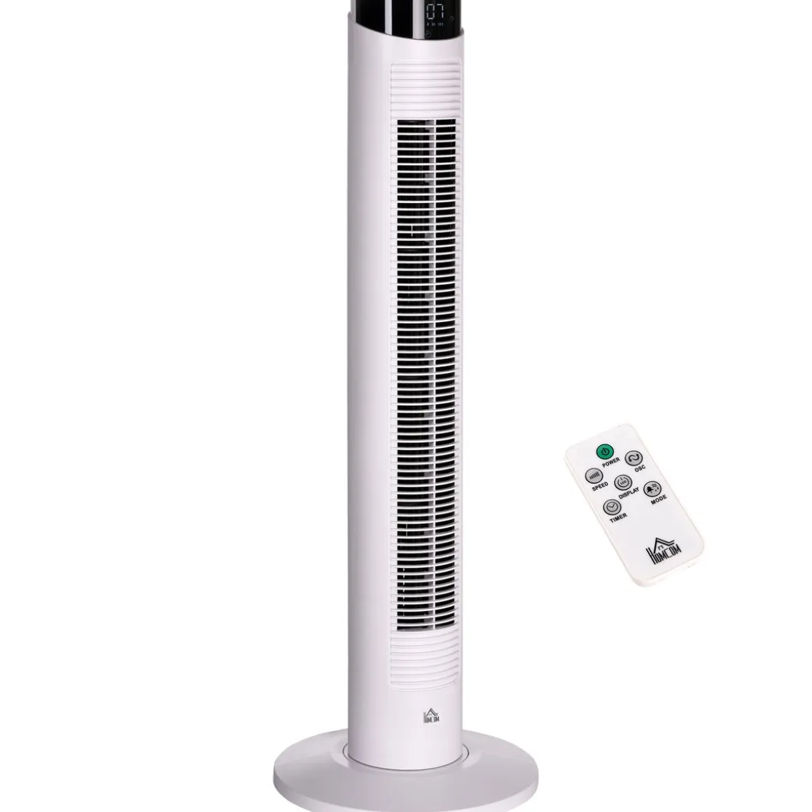 Ventilador de torre Homcom 45W oscilante con mando a distancia blanco Ø31,5x93 cm