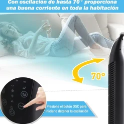 Ventilador de torre Homcom 40W oscilante con mando a distancia negro Ø18x78,5 cm