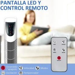 Ventilador de torre Jose Homcom 40W oscilante + 3 velocidades + control remoto blanco 78,5 cm