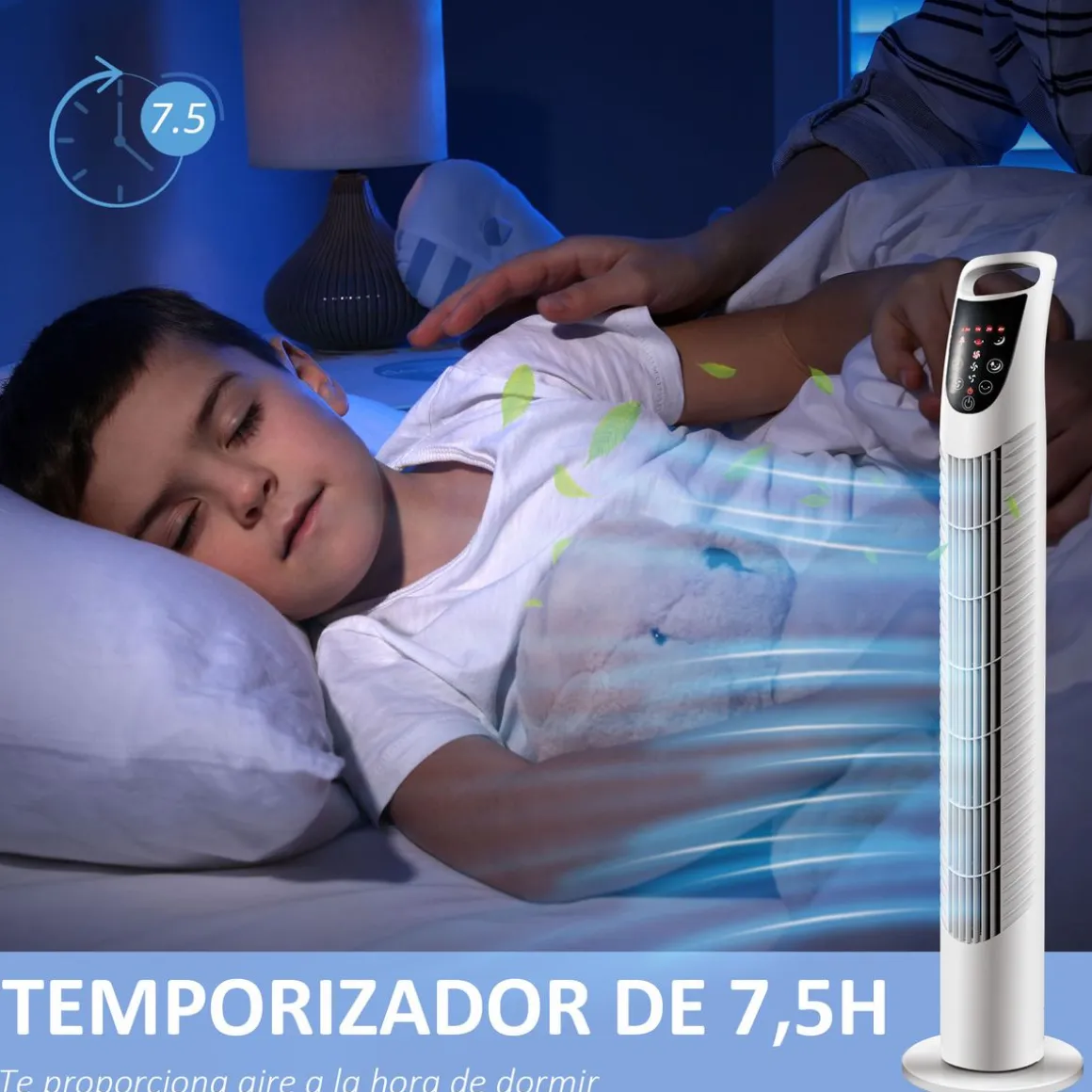 Ventilador de torre Jose Homcom 40W oscilante + 3 velocidades + control remoto blanco 78,5 cm