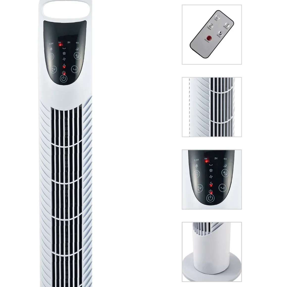 Ventilador de torre Jose Homcom 40W oscilante + 3 velocidades + control remoto blanco 78,5 cm