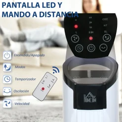 Ventilador de torre Rex Homcom 50W oscilante + 3 velocidades + control remoto blanco 78,5 cm
