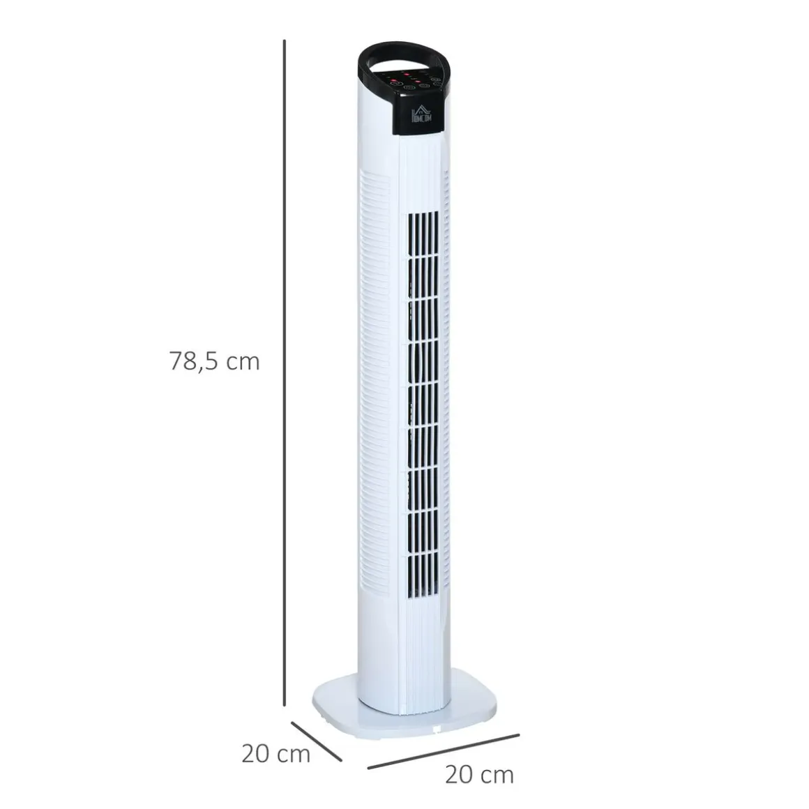 Ventilador de torre Rex Homcom 50W oscilante + 3 velocidades + control remoto blanco 78,5 cm