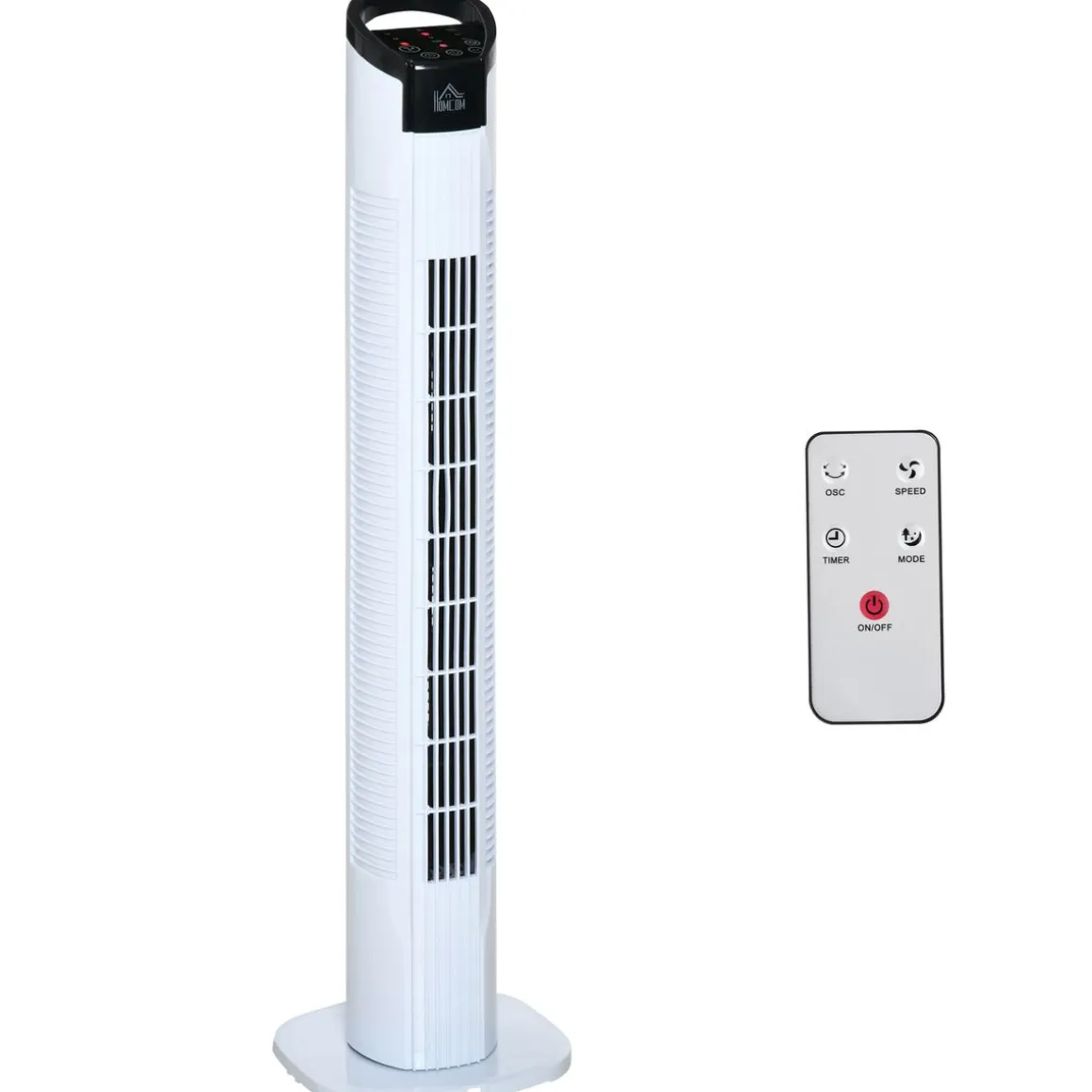 Ventilador de torre Rex Homcom 50W oscilante + 3 velocidades + control remoto blanco 78,5 cm