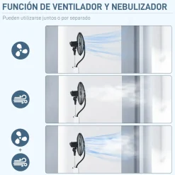 Ventilador nebulizador Big Homcom 90W 3 velocidades + 5 aspas blanco/negro 120 cm