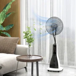 Ventilador nebulizador Big Homcom 90W 3 velocidades + 5 aspas blanco/negro 120 cm