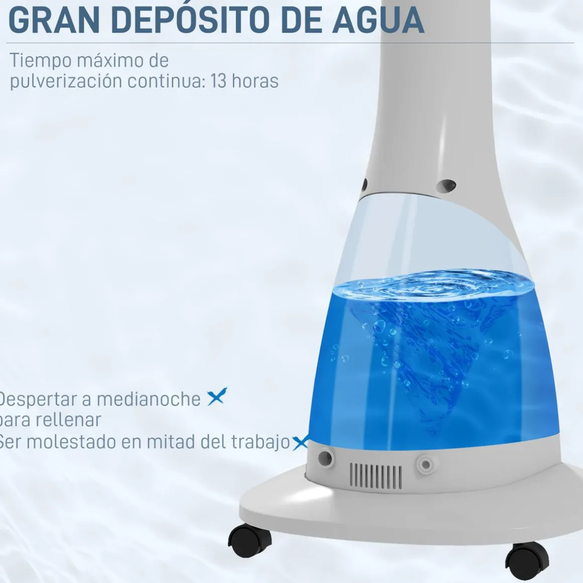 Ventilador nebulizador Big Homcom 90W 3 velocidades + 5 aspas blanco/negro 120 cm