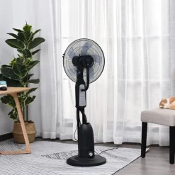 Ventilador nebulizador Homcom 90W 3 velocidades 2,8L negro Ø44x120 cm
