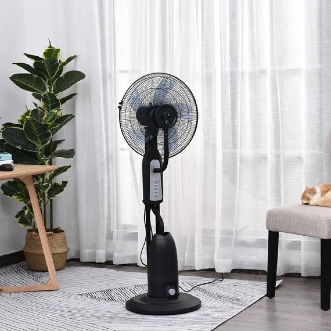 Ventilador nebulizador Homcom 90W 3 velocidades 2,8L negro Ø44x120 cm