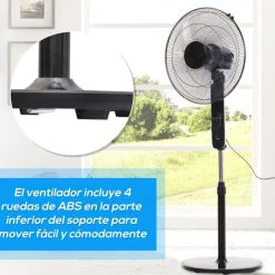 Ventilador nebulizador Homcom 90W 3 velocidades 2,8L negro Ø44x120 cm