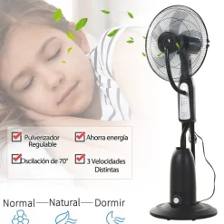 Ventilador nebulizador Homcom 90W 3 velocidades 2,8L negro Ø44x120 cm