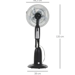 Ventilador nebulizador Homcom 90W 3 velocidades 2,8L negro Ø44x120 cm