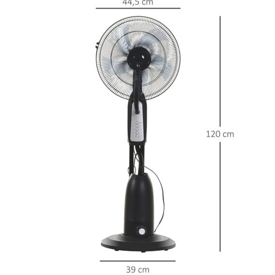 Ventilador nebulizador Homcom 90W 3 velocidades 2,8L negro Ø44x120 cm