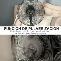 Ventilador nebulizador Kald Homcom 90W oscilante + botón ionizador negro Ø44,5x135 cm