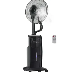Ventilador nebulizador Kald Homcom 90W oscilante + botón ionizador negro Ø44,5x135 cm