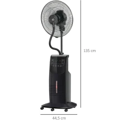 Ventilador nebulizador Kald Homcom 90W oscilante + botón ionizador negro Ø44,5x135 cm