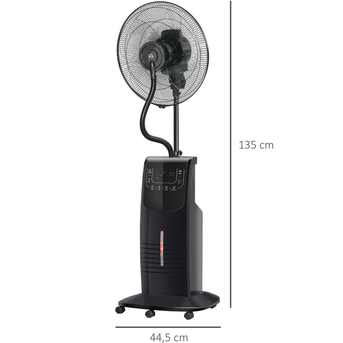Ventilador nebulizador Kald Homcom 90W oscilante + botón ionizador negro Ø44,5x135 cm