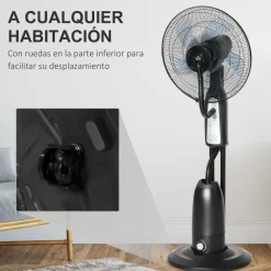 Ventilador nebulizador Wind Homcom 90W 3 modos 5 aspas negro 120 cm