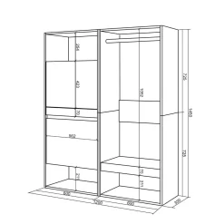 Vestidor Kroma zapatero con 2 estantes y barra 145x120x35 cm