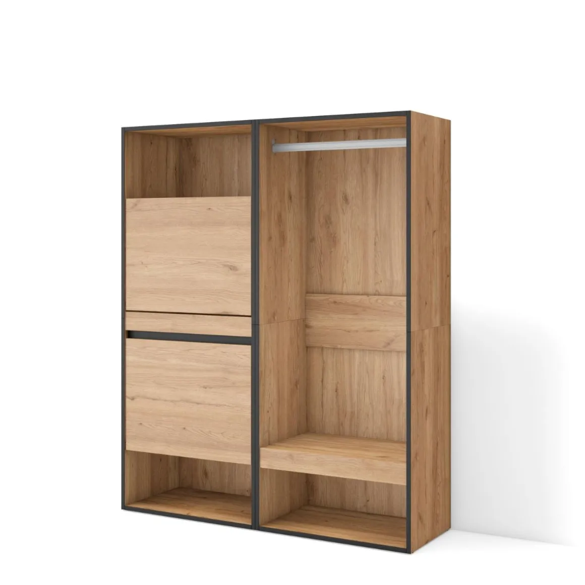 Vestidor Kroma zapatero con 2 estantes y barra 145x120x35 cm