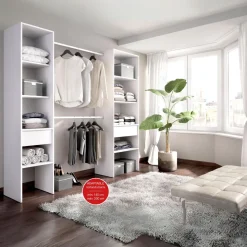Vestidor Suit 2 columnas + 2 cajones blanco 187x160x50 cm