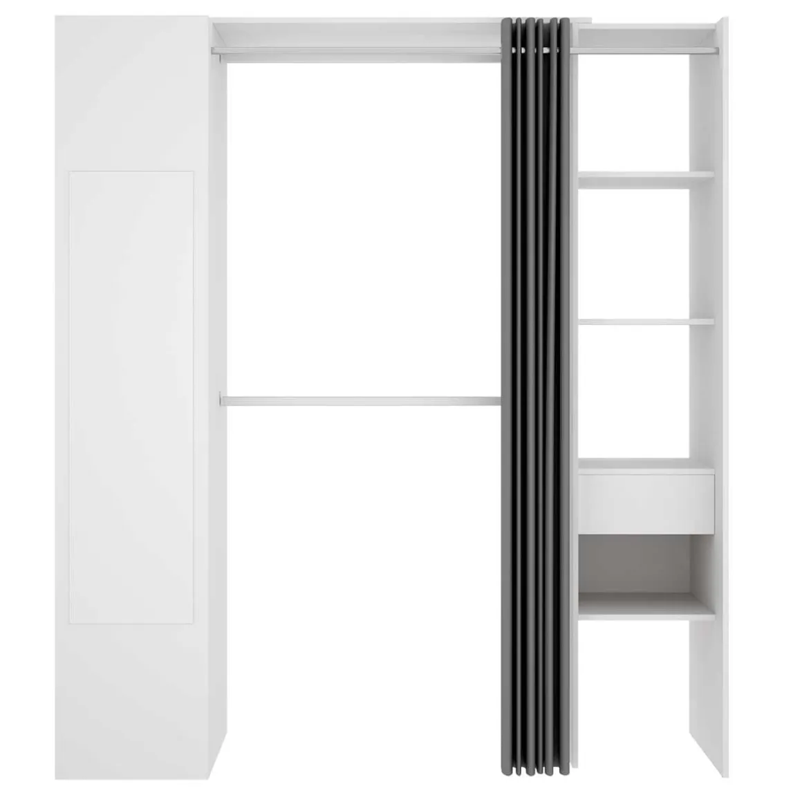 Vestidor Suit con cortina+ 1 espejo+ 1 puerta abatible blanco