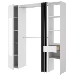 Vestidor Suit con cortina+ 1 espejo+ 1 puerta abatible blanco