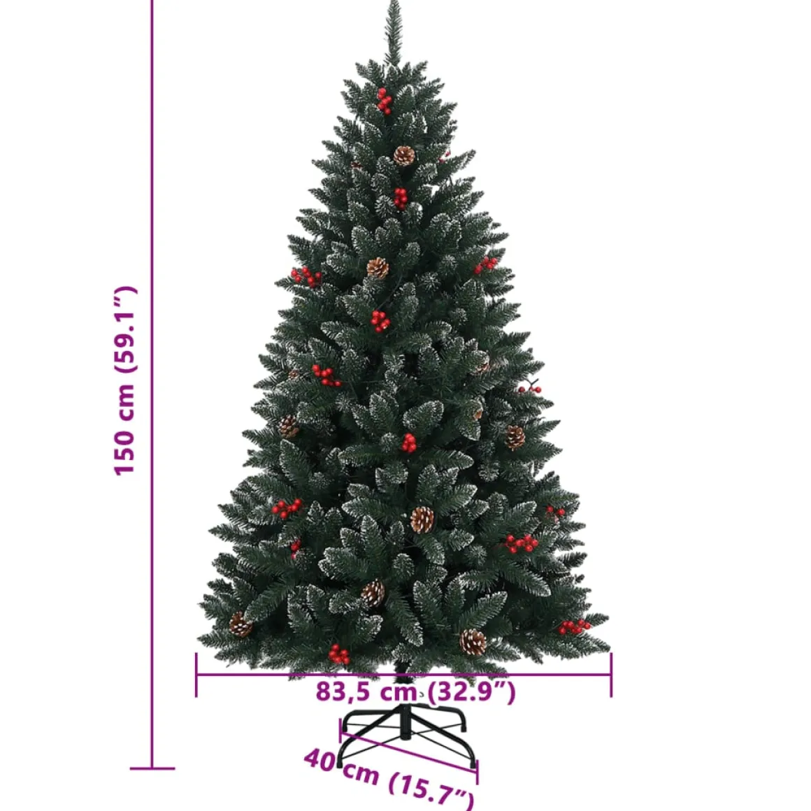 Vidaxl arbol de navidad artificial 150 leds 120 cm