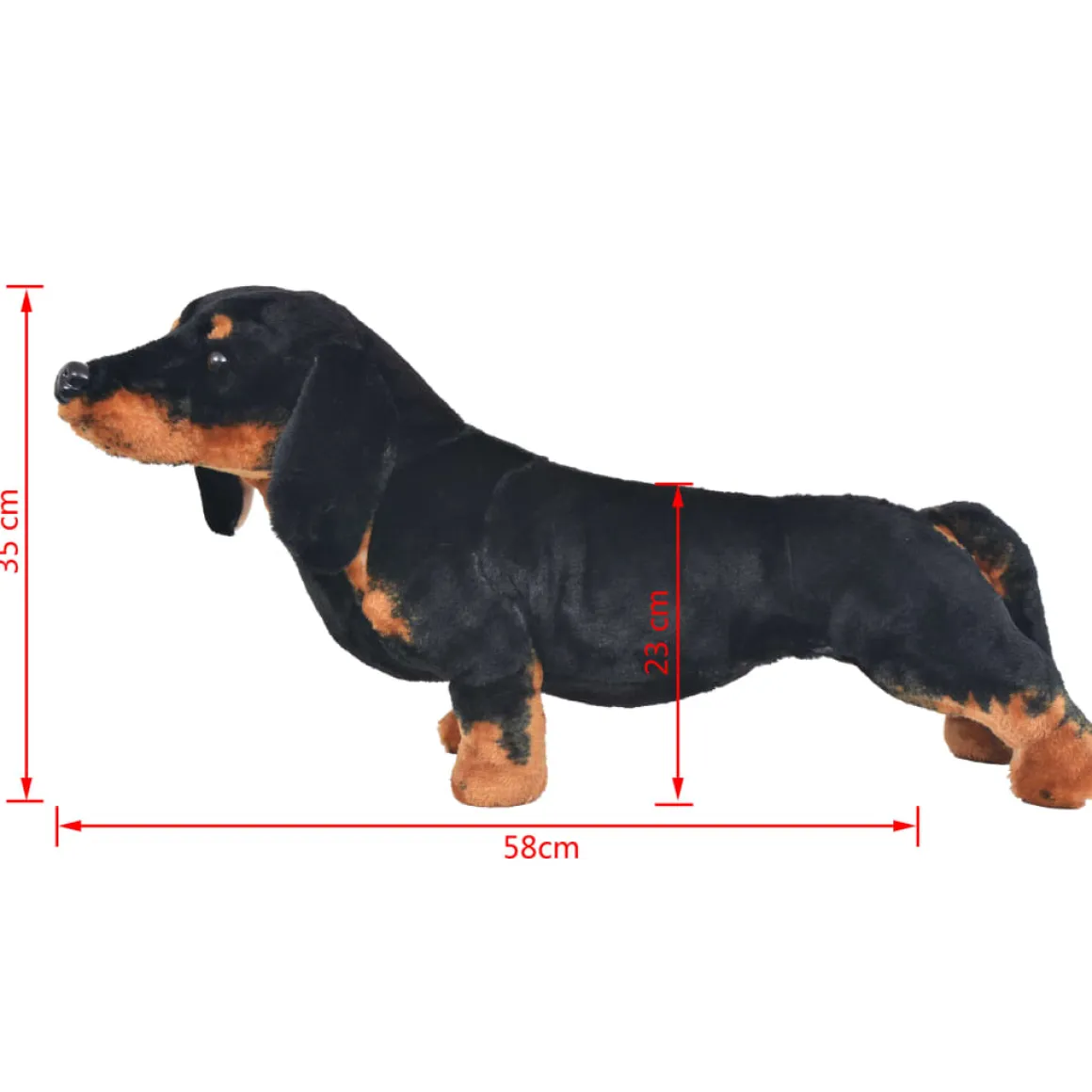 Vidaxl perro teckel de peluche de pie negro xxl