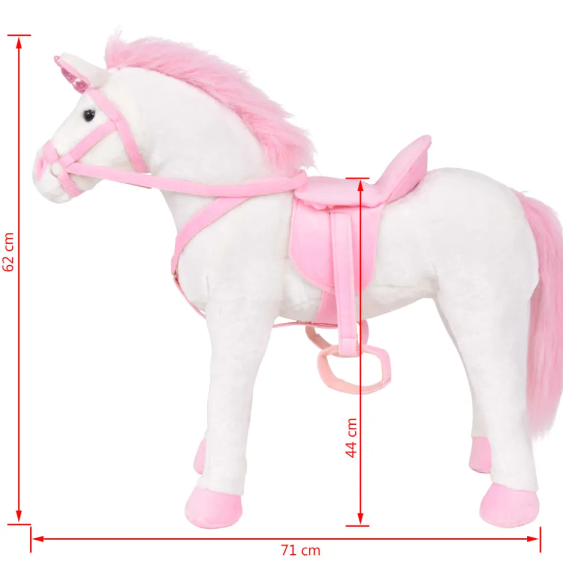 Vidaxl unicornio de peluche de pie blanco y rosa xxl