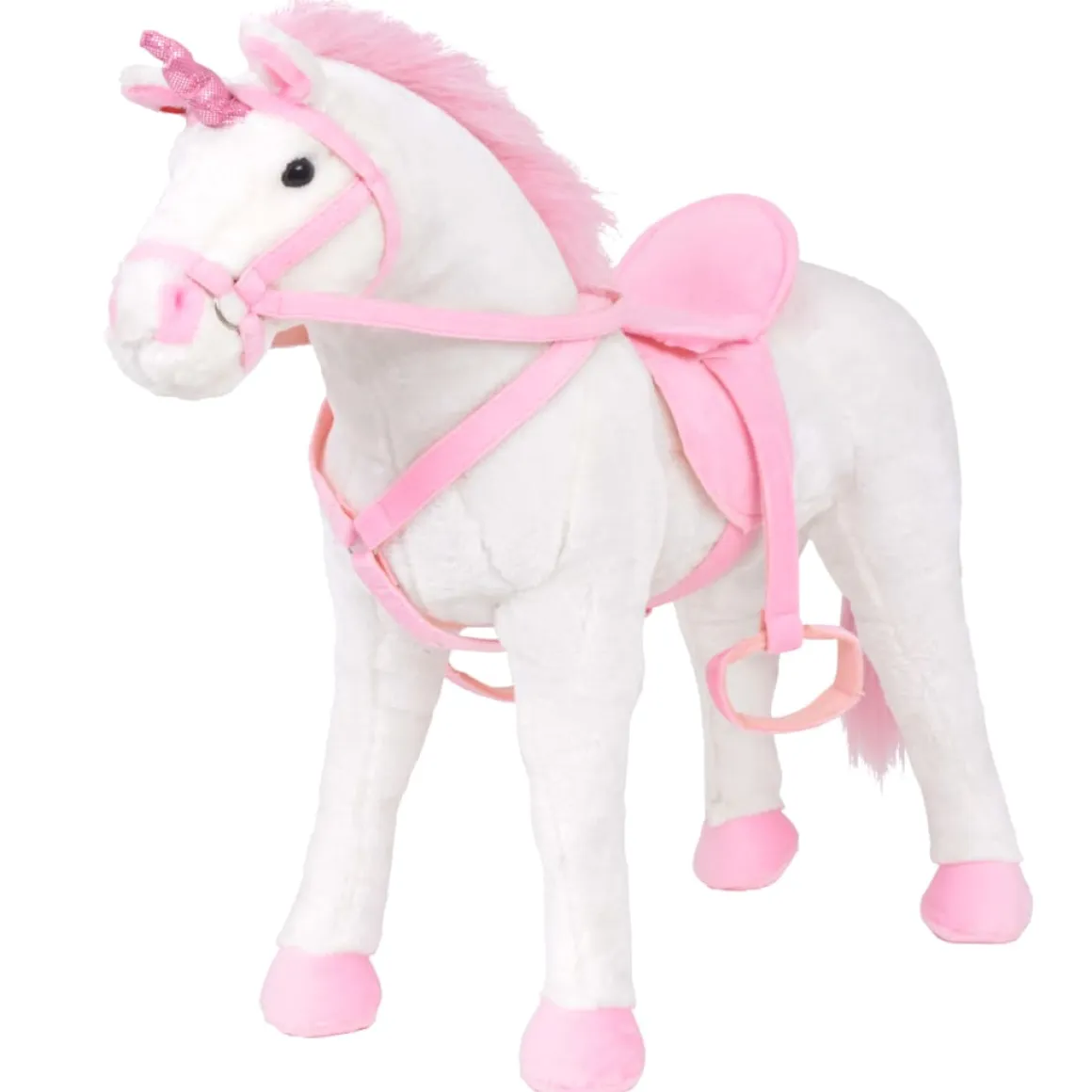 Vidaxl unicornio de peluche de pie blanco y rosa xxl