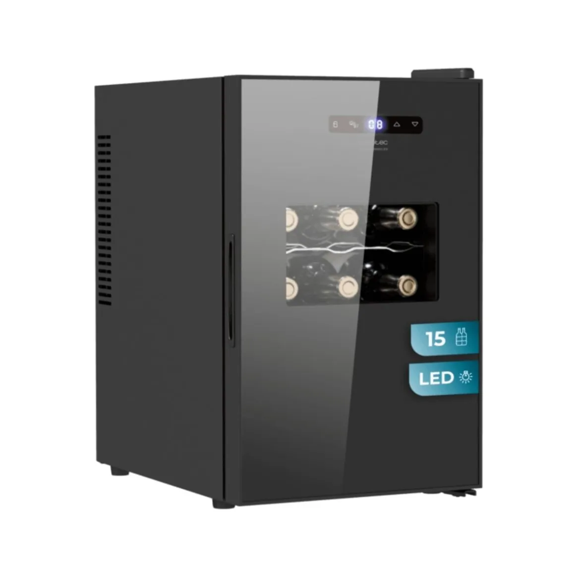 Vinoteca Cecotec Bolero GrandSommelier 1550 CoolCrystal 15 botellas luz LED negro