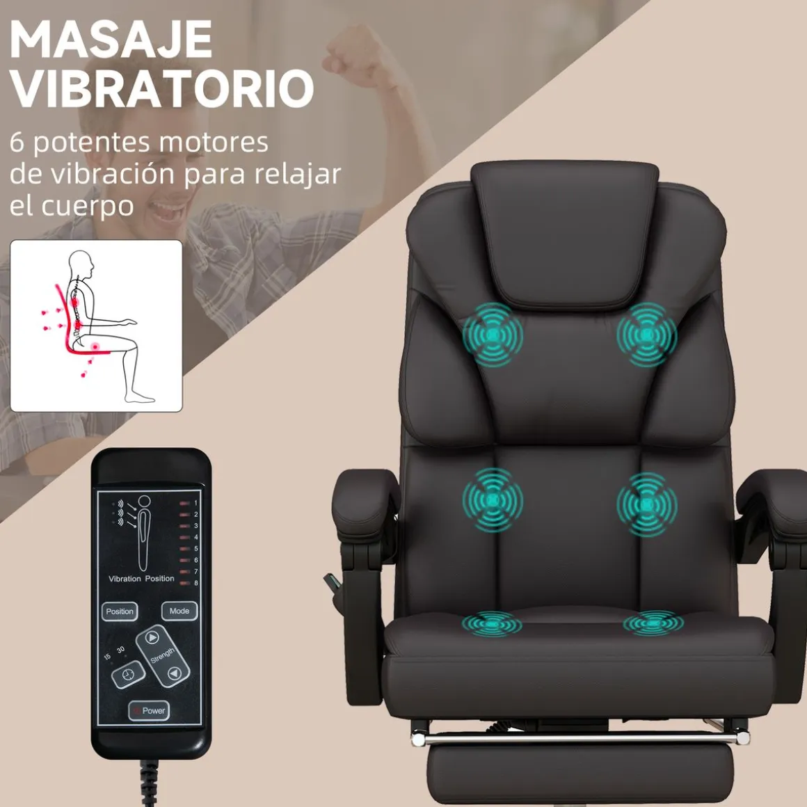 Vinsetto silla de oficina con 6 puntos de masaje silla de escrito